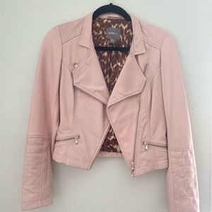Kenna-T Blush Pink Leather Moto Jacket